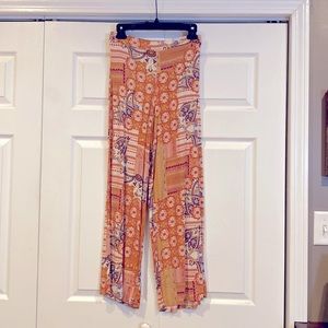 Boho high waist wide leg elastic waist pants, size S